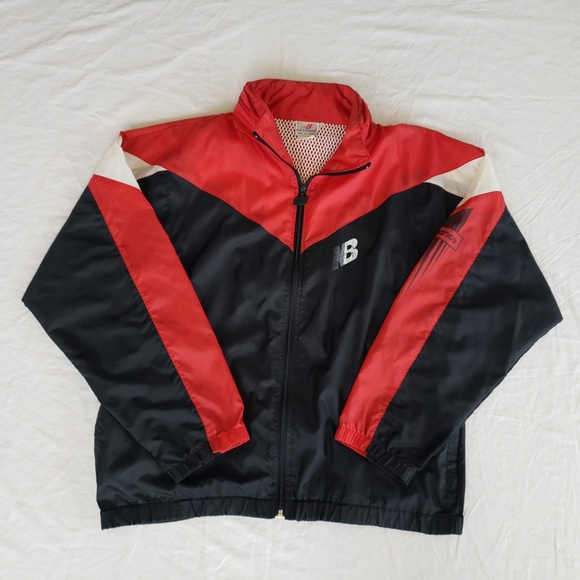 new balance colorblock windbreaker jacket in red